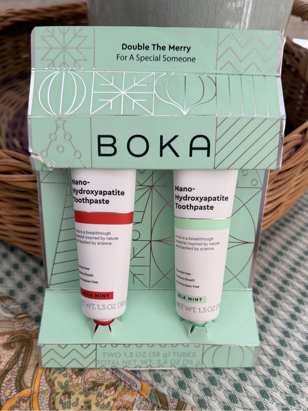 Boka Nano-Hydroxyapatite Toothpaste Fluoride Free Mint 2-Pack 1.3 oz
